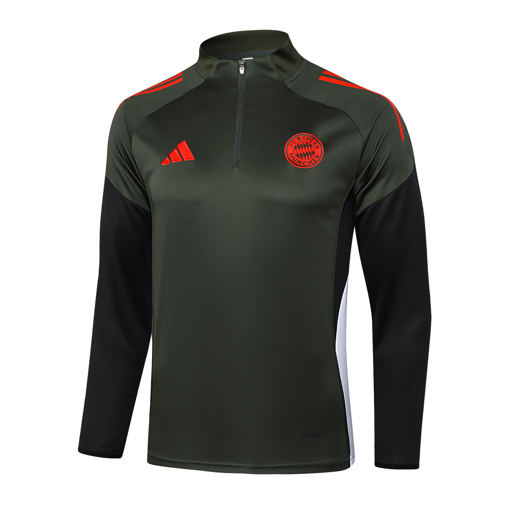 2025/2026 Bayern Munich Half-Pull Training Suit Dark Green Football Shirt 1:1 Thai Quality Set