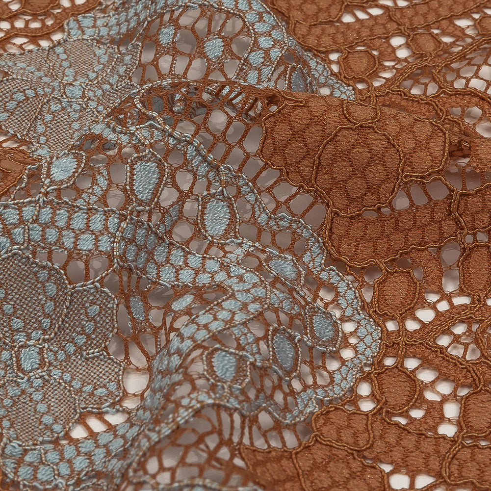 Corded Lace - Aqua and Dark Peach Two-Tone Scalloped Stripes - Joann Fabrics