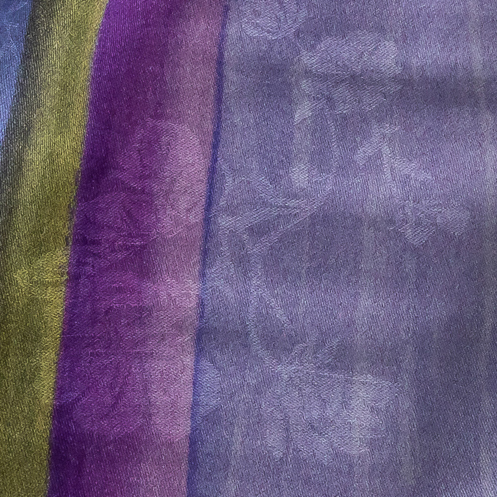 Flowery Viscose Jacquard Print - Periwinkle, Blue and Olive Stripes - Mood Exclusive Fossil Fascination - Joann Fabrics