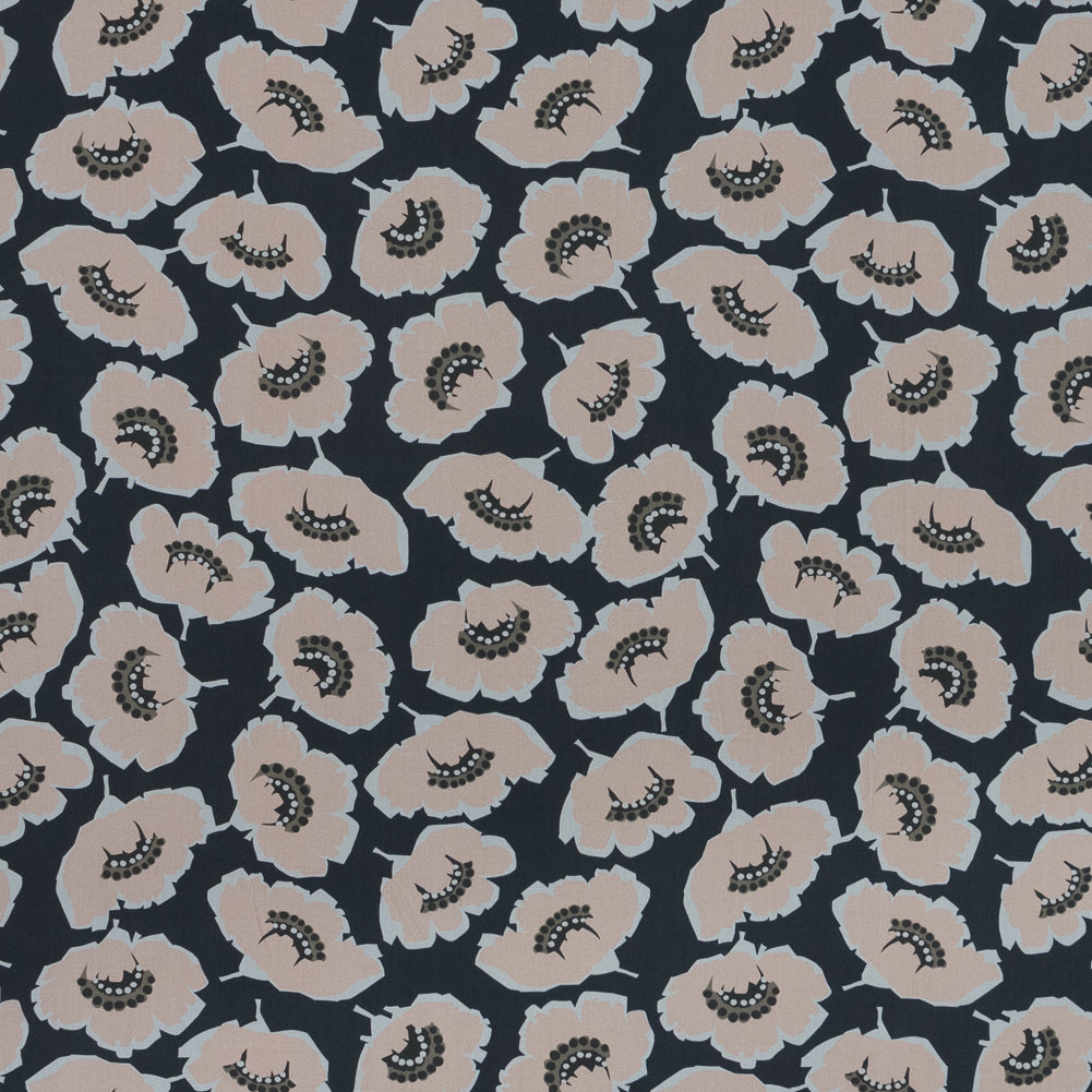 European Navy and Peach Floral Cotton Poplin - Joann Fabrics