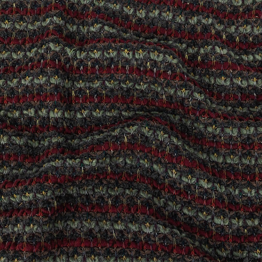 Italian Burgundy, Raven and Brunette Striped Chunky Wool Knit - Joann Fabrics