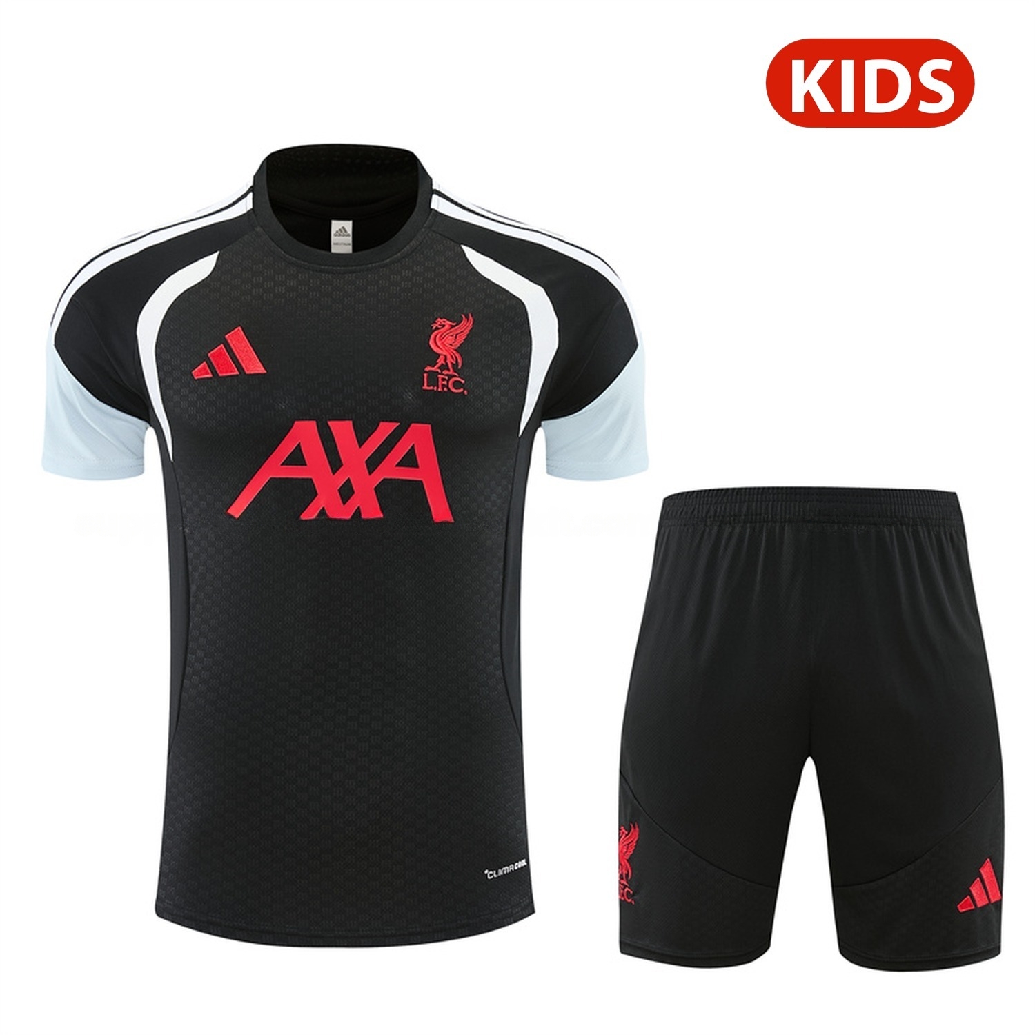 Liver.pool 26-27 Kids Short-Sleeve Training Set - Black Top & Black Shorts - UnitedFutballJersey