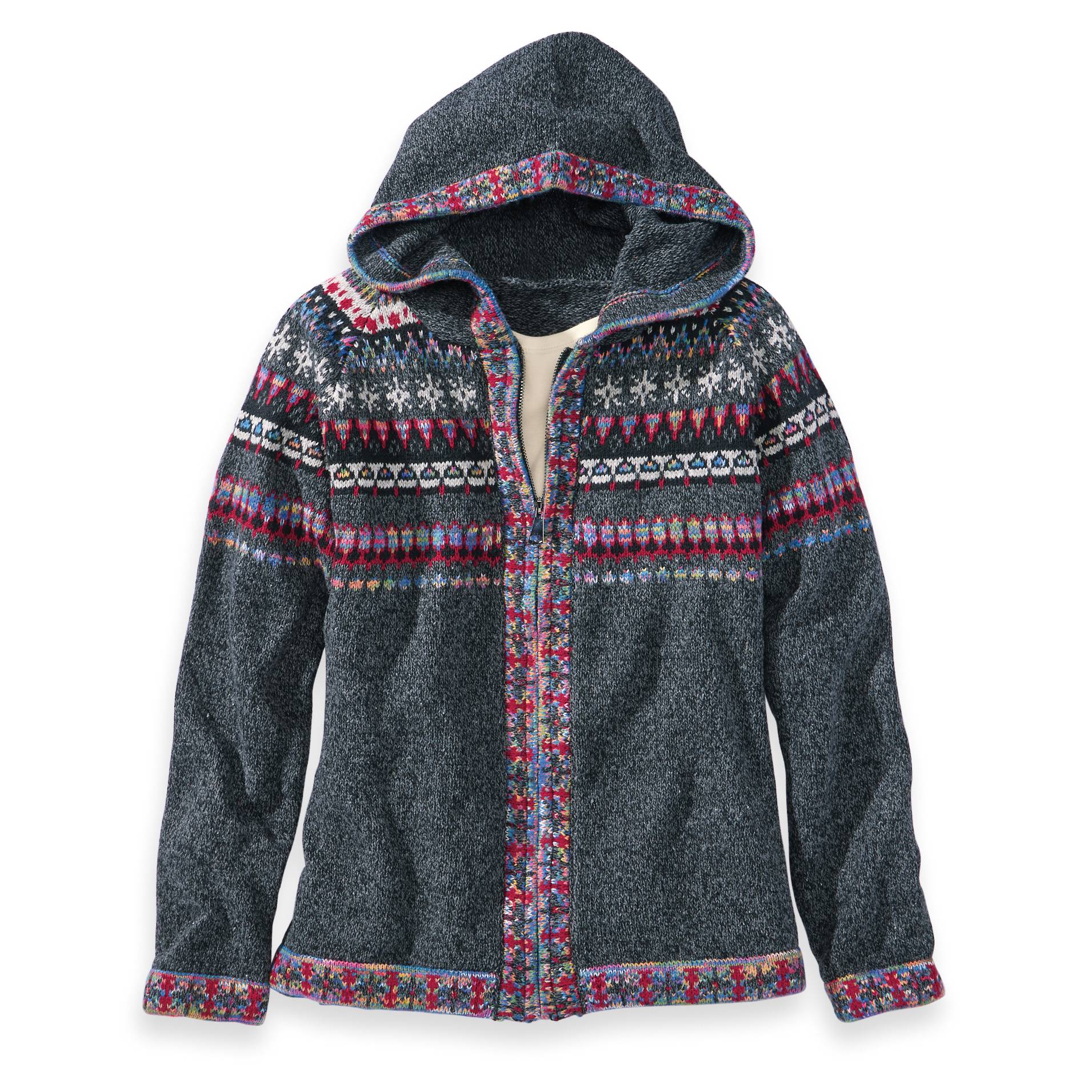 Zip Fair Isle Cardigan Sweater, Hooded - Northstyle Catalog