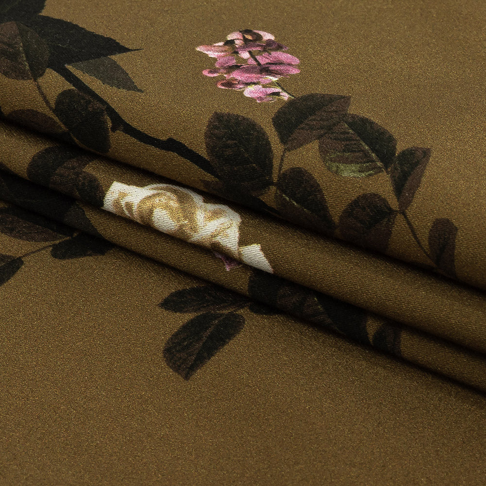 Stretch Cotton Sateen - Olive Floral - Rosa da Selva Print - Mood Exclusive Rio Collection - Joann Fabrics
