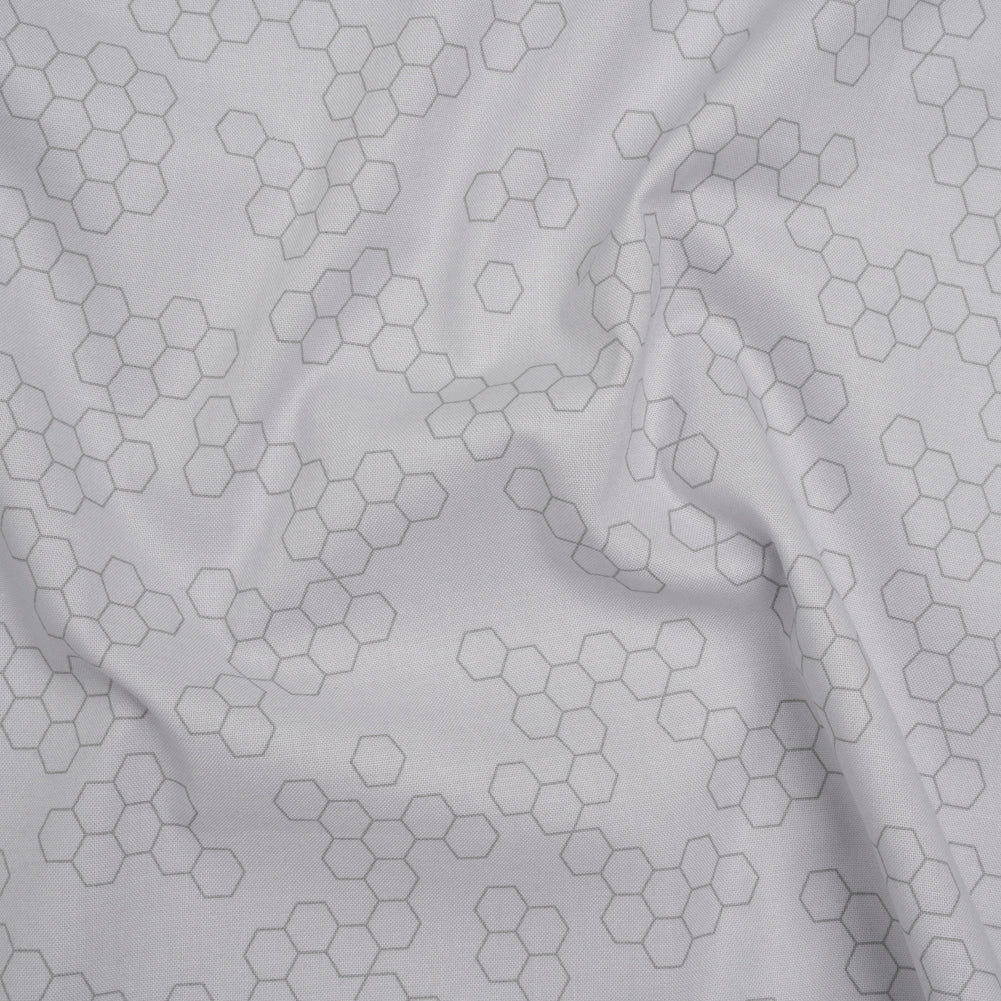 Printed Quilting Cotton by Ghazal Razavi for FIGO Studio - Gray on Gray Hexies - Dewfall Collection - Joann Fabrics