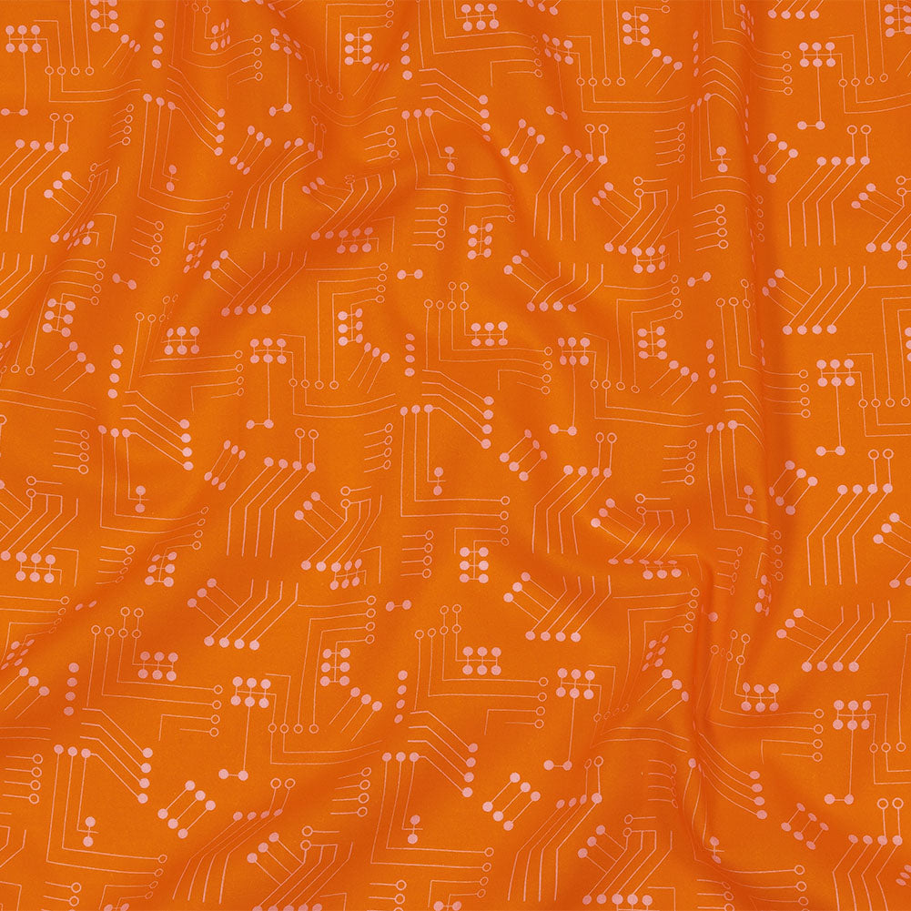 Cotton Voile - Orange Circuit Board Dots - Circuit Breaker Print - Mood Exclusive Citrus Collection - Joann Fabrics