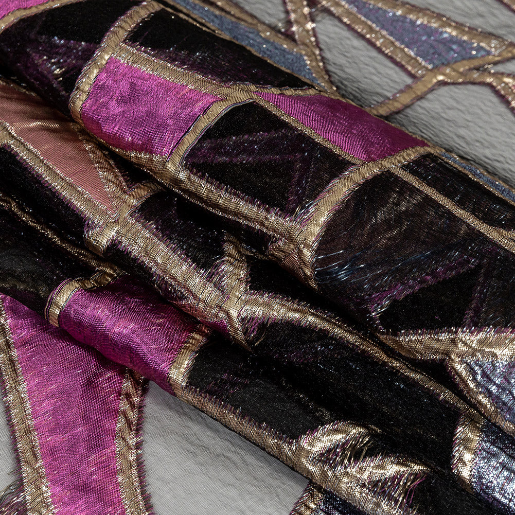 Metallic Glitteratti, Orchid Pink and Lavender Shimmer Geometric Burnout Luxury Brocade - Joann Fabrics