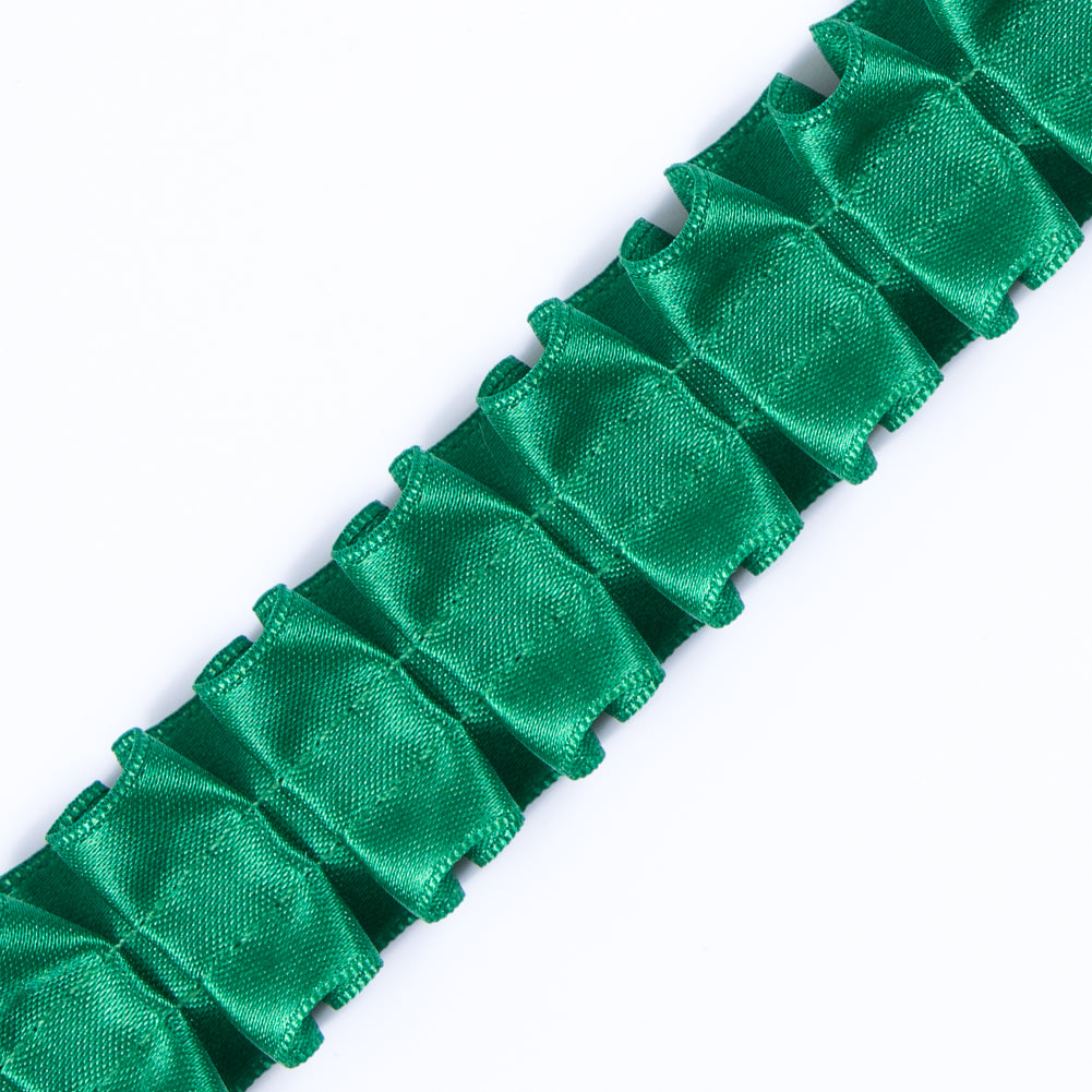 Italian Kelly Green Box Pleated Trimming - 1