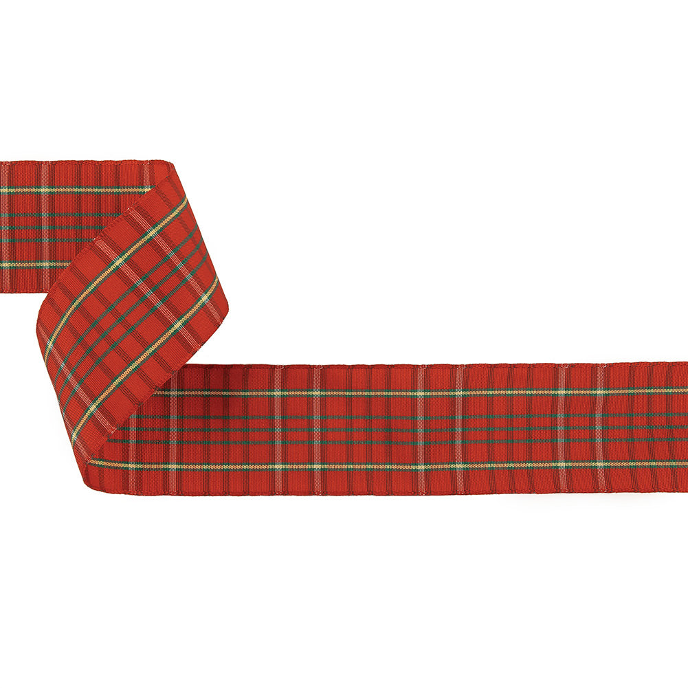 Red, Green, and Yellow Plaid Woven Ribbon - 1.5