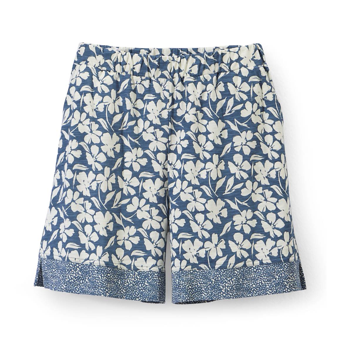 Mixed-Print Cotton Slub Shorts, Side Pockets, Side Slits - Northstyle Catalog