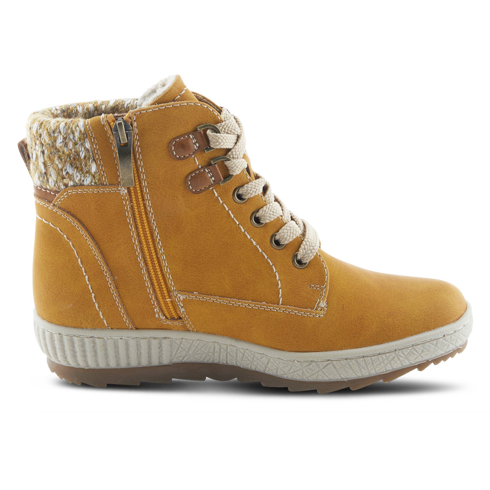 Spring Step® Sweater-Top Ankle Boots, Adjustable Laces & Side Zipper - Northstyle Catalog