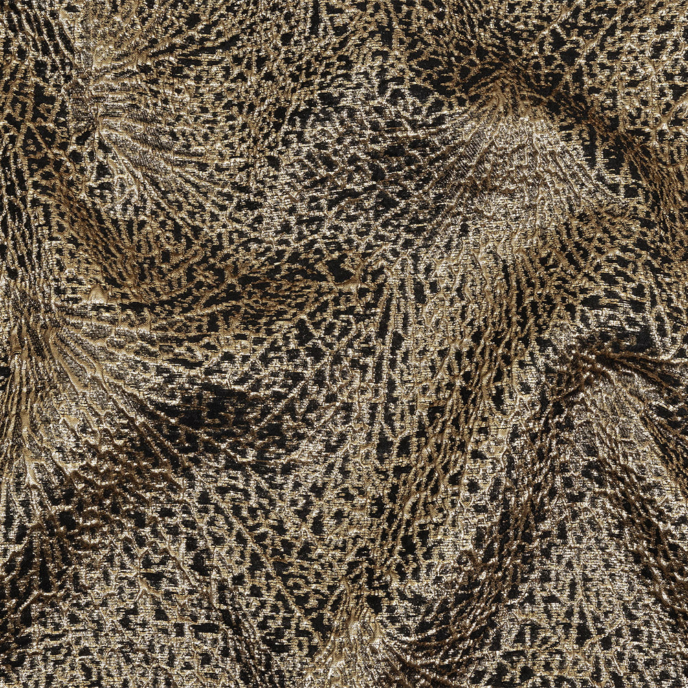 Metallic Gold and Black Fanning Leaf Veins Luxury Brocade - Joann Fabrics