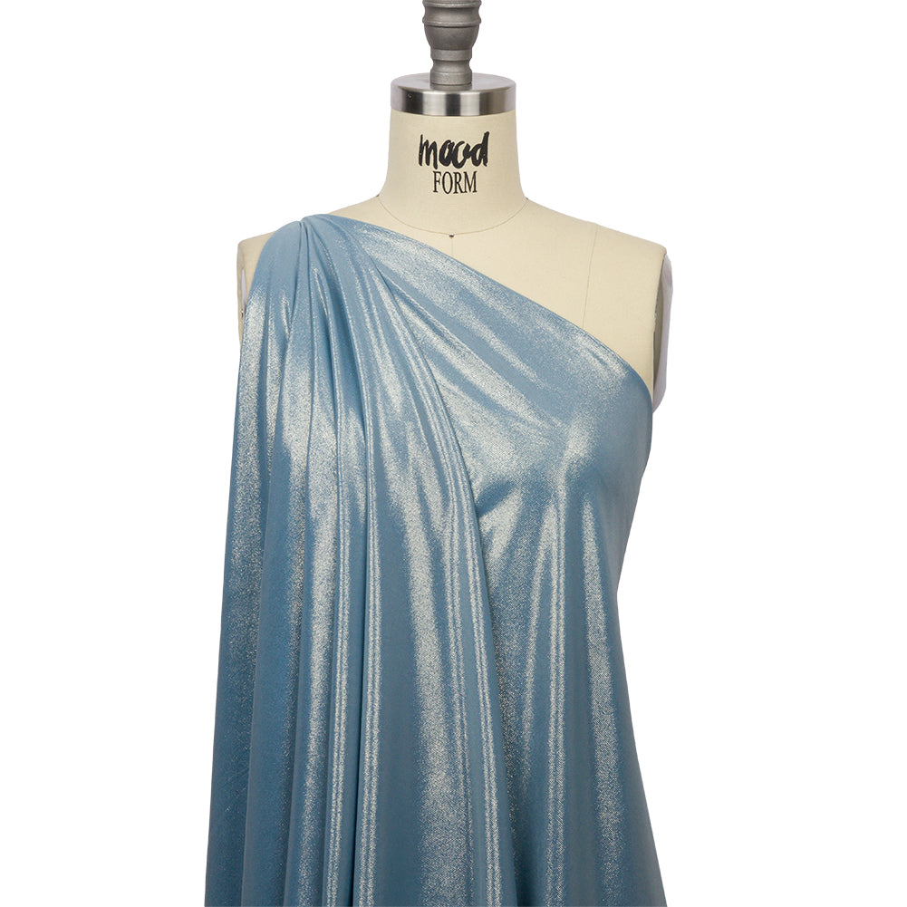 Foiled ITY Interlock Knit - Sky and Silver - Gaby Collection - Joann Fabrics