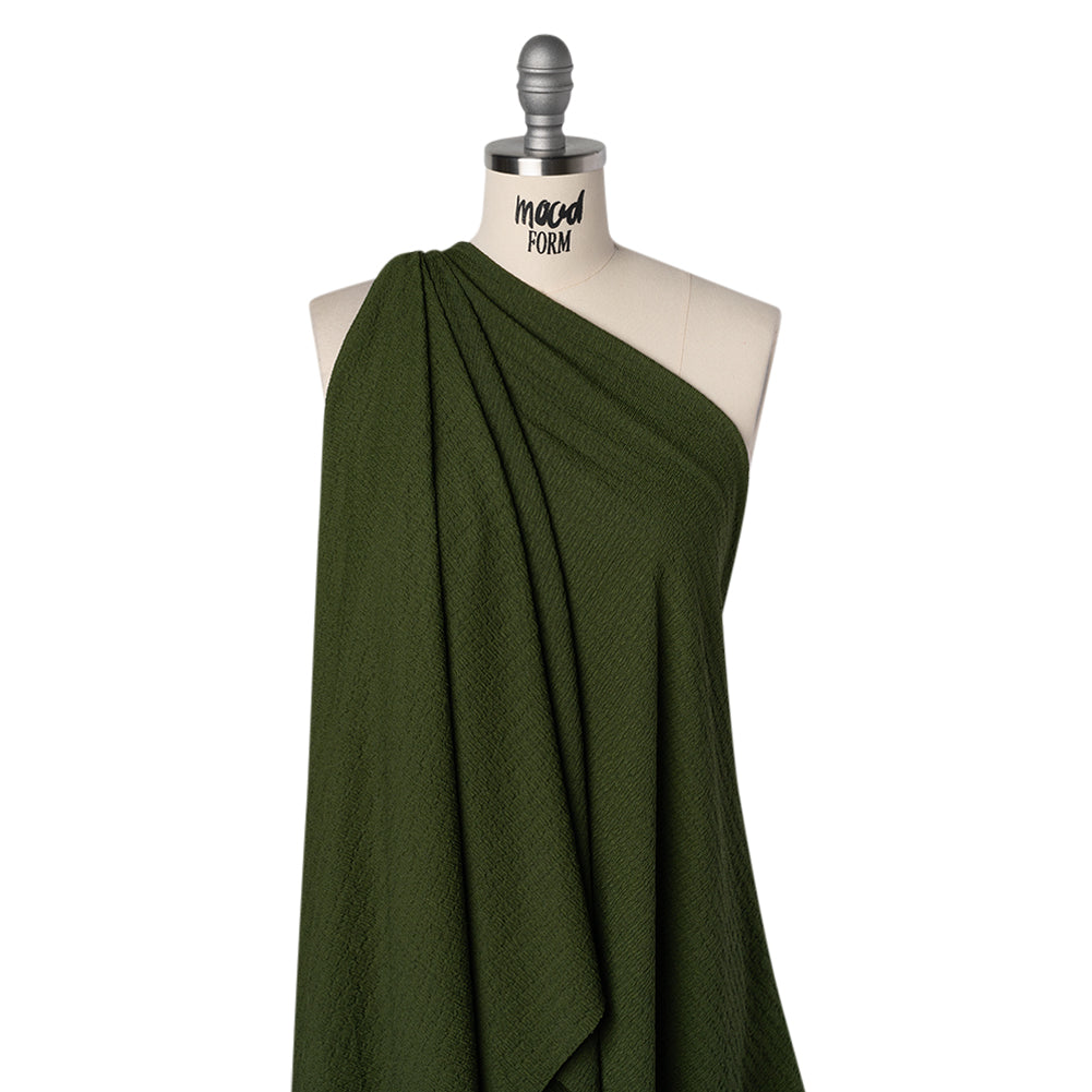Crinkled Stretch Polyester Sweater Knit - Moss Green - Designer Deadstock - Joann Fabrics