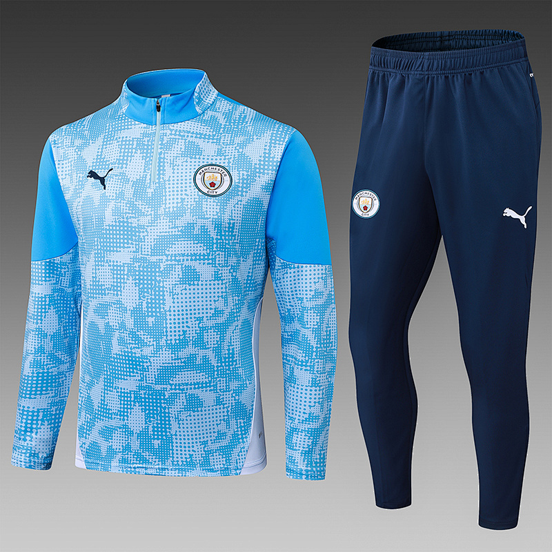 2025/2026 Manchester City Half-Pull Training Suit Bule Football Shirt 1:1 Thai Quality Set