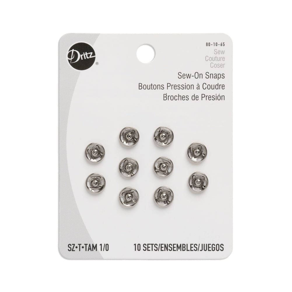 Dritz Sew On Snaps - Nickel, Size 1/0 - 10ct - Joann Fabrics
