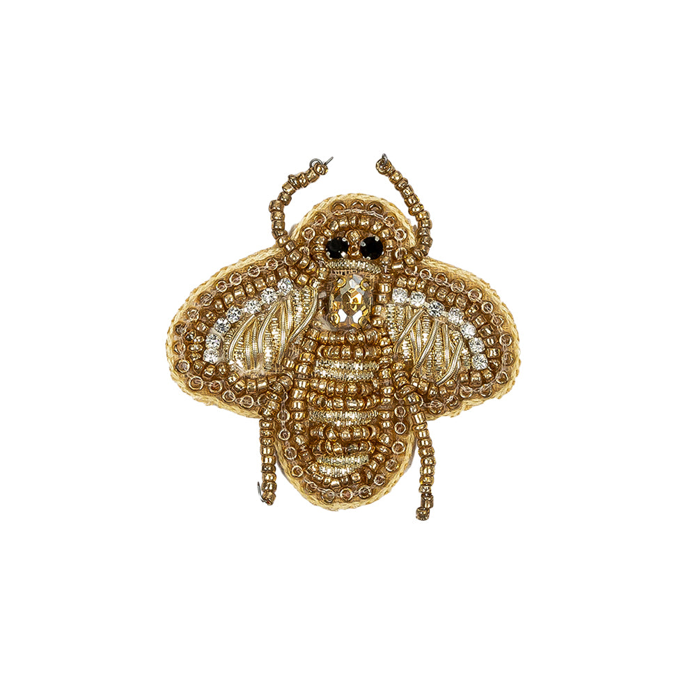 Gold Bee Rhinestone and Glass Beaded Applique - 2