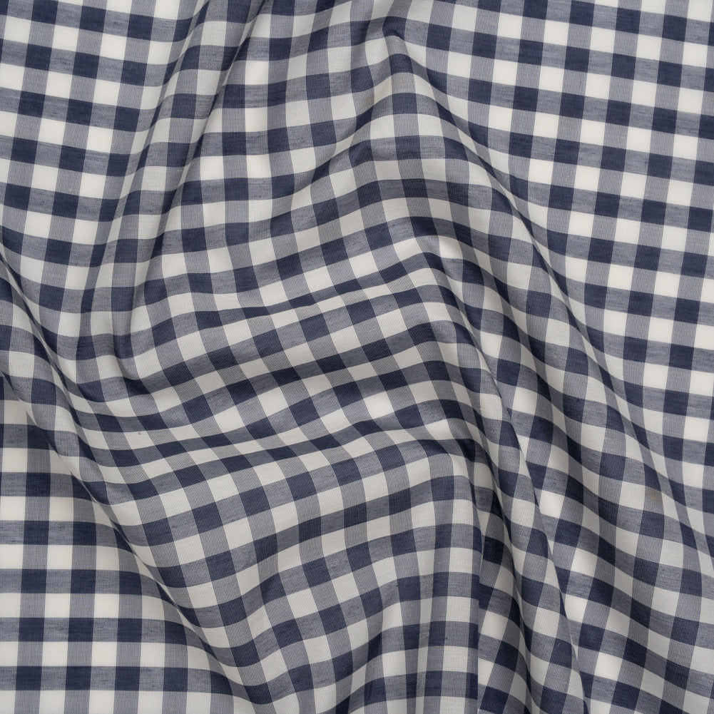 Silk and Cotton Voile - Dark Blue and White Gingham - Deadstock - Joann Fabrics