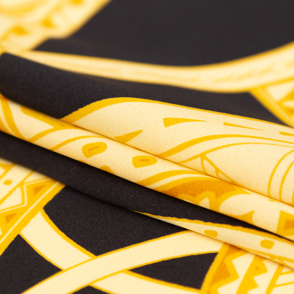 Mood Exclusive Italian Black and Golden Spice Large-Scale Digitally Printed Silk Charmeuse Panel - Joann Fabrics