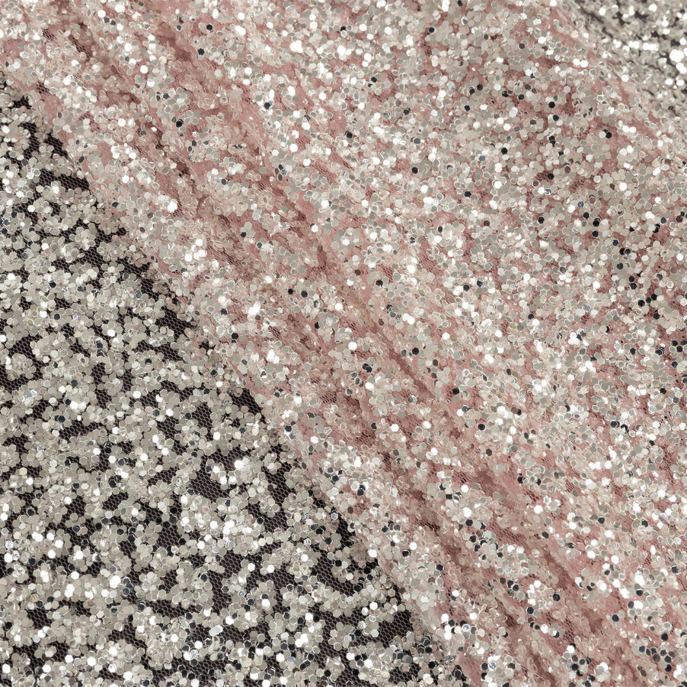 Tulle with Glitter Clusters - Dusty Rose with Platinum - Eminence Collection - Joann Fabrics