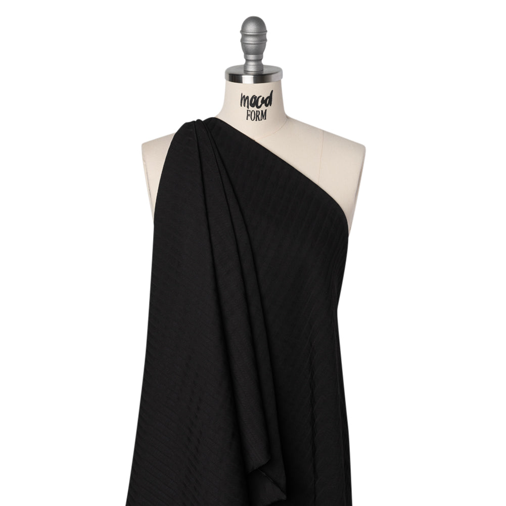 Fluid Rayon Twill - Black Herringbone Stripes - Famous Australian Designer Deadstock - Joann Fabrics
