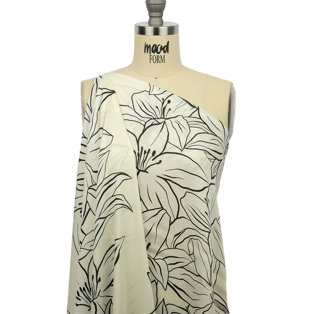 Rayon Challis - White Floral - Central Park Spring Print - Mood Exclusive Metro Collection - Joann Fabrics