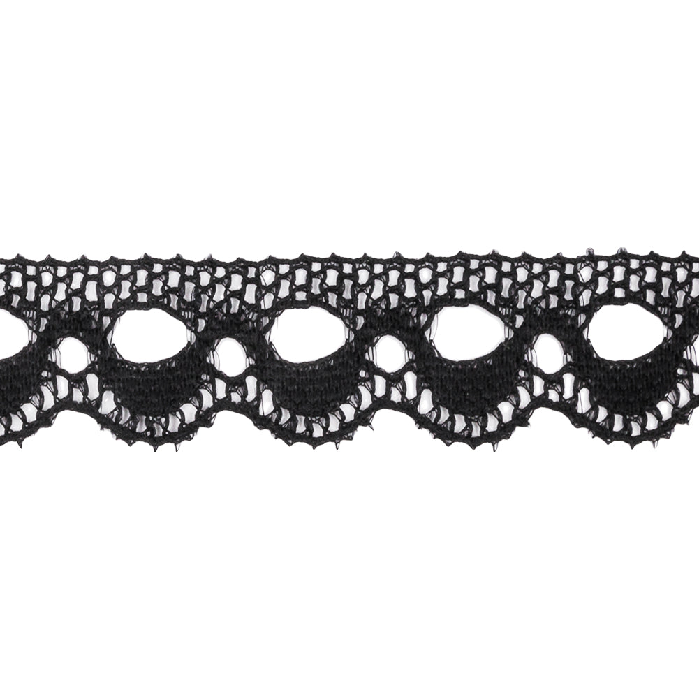 Black Scalloped Raschel Lace Trim - 0.75