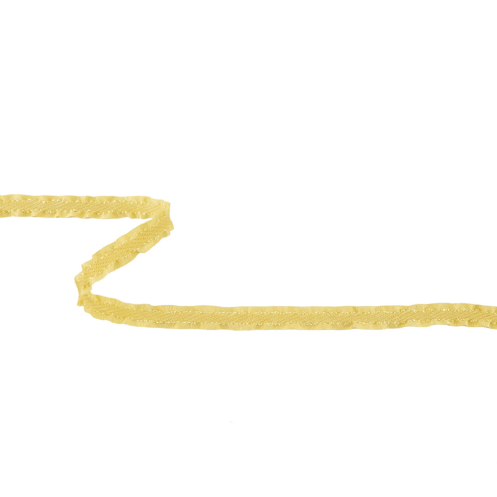 Lemon Twill Ribbon with Ruffled Grosgrain Borders - 0.375