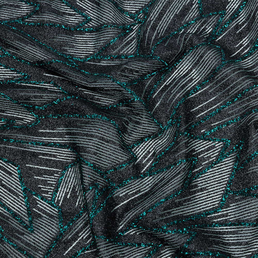 Glitter Tulle - Black and Deep Emerald Geometric Shards - Joann Fabrics