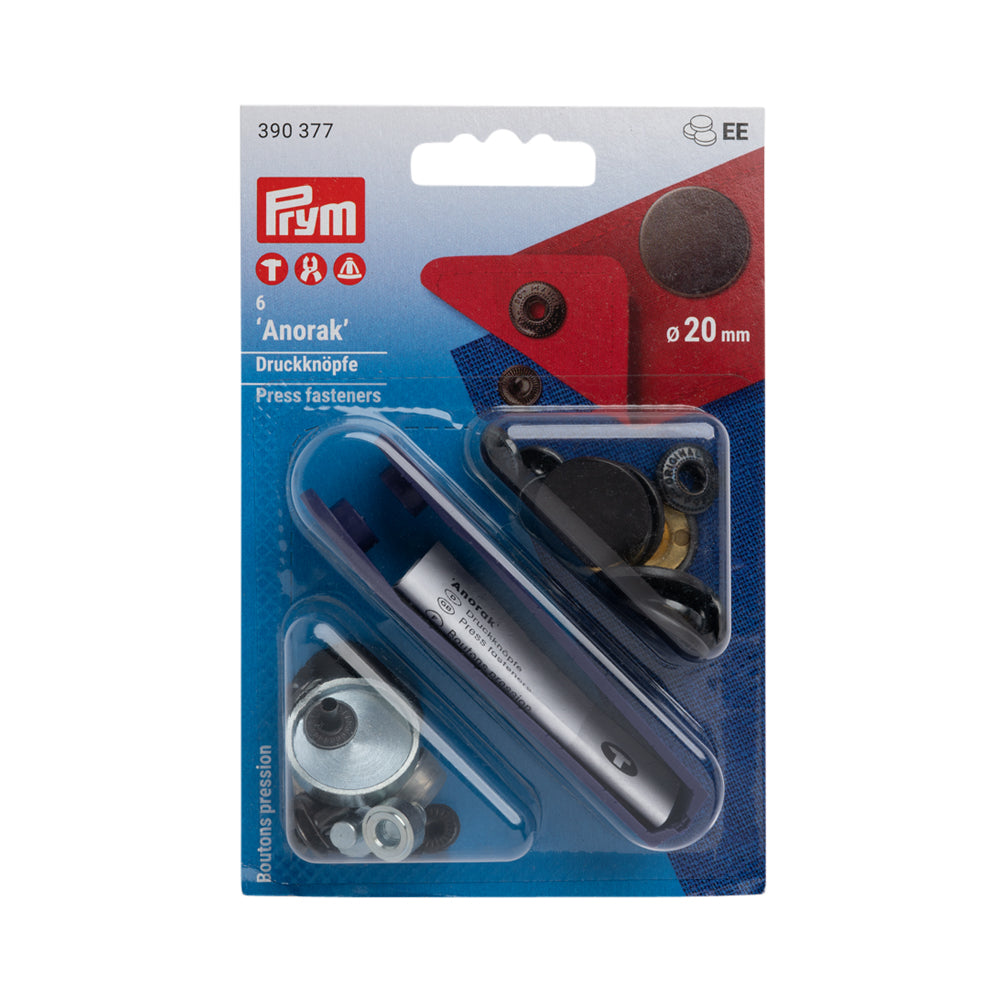 Prym Anorak Press Fasteners with Tools - Matte Oxidized Black 20mm - 6pc - Joann Fabrics