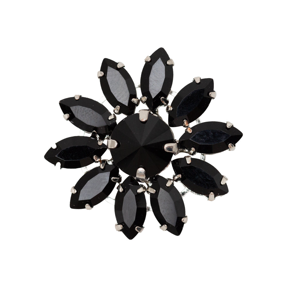 Italian Black Rhinestone Flower Button - 42L/27mm - Joann Fabrics