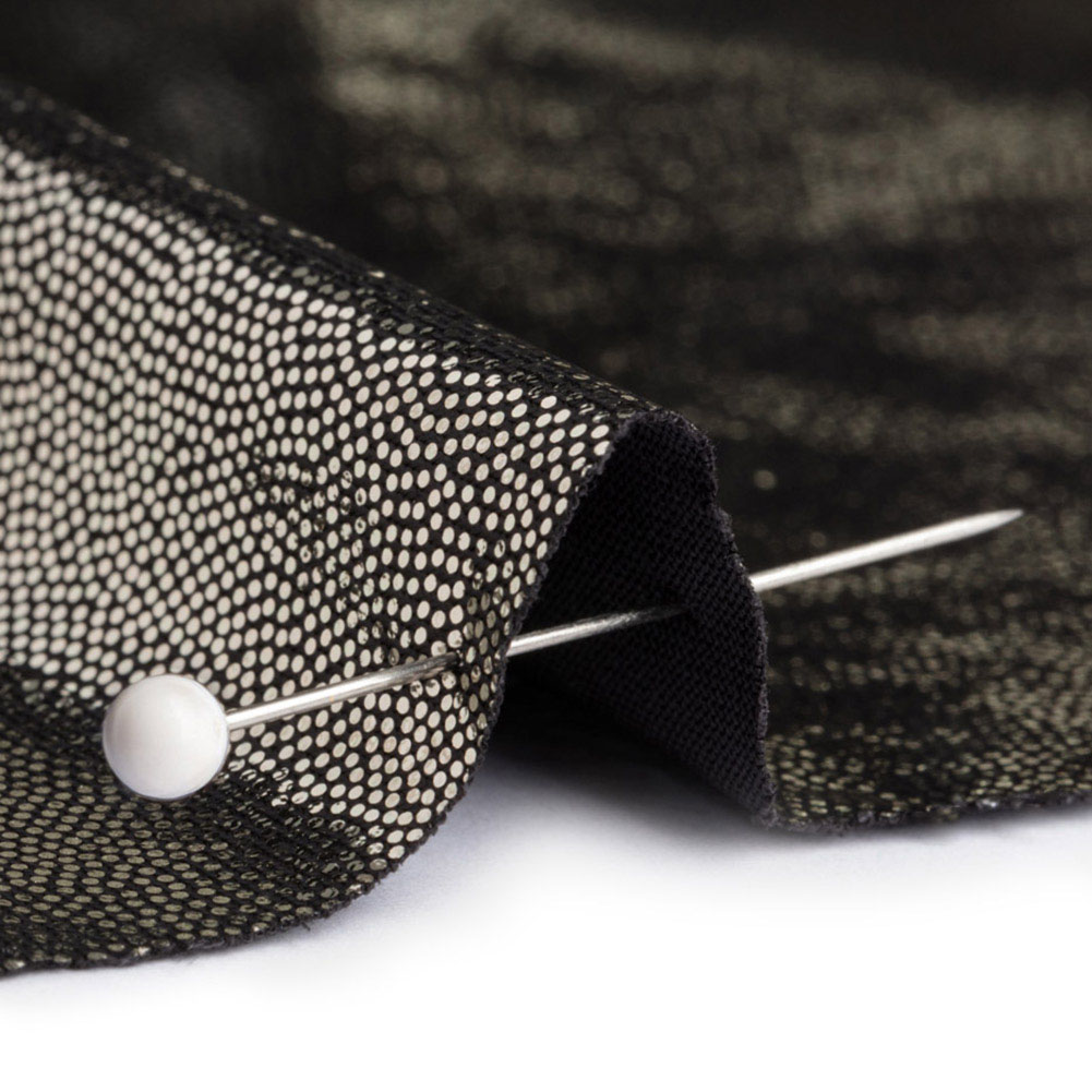 White Gold Tiny Dots Foiled Stretch Polyester Jersey - Joann Fabrics