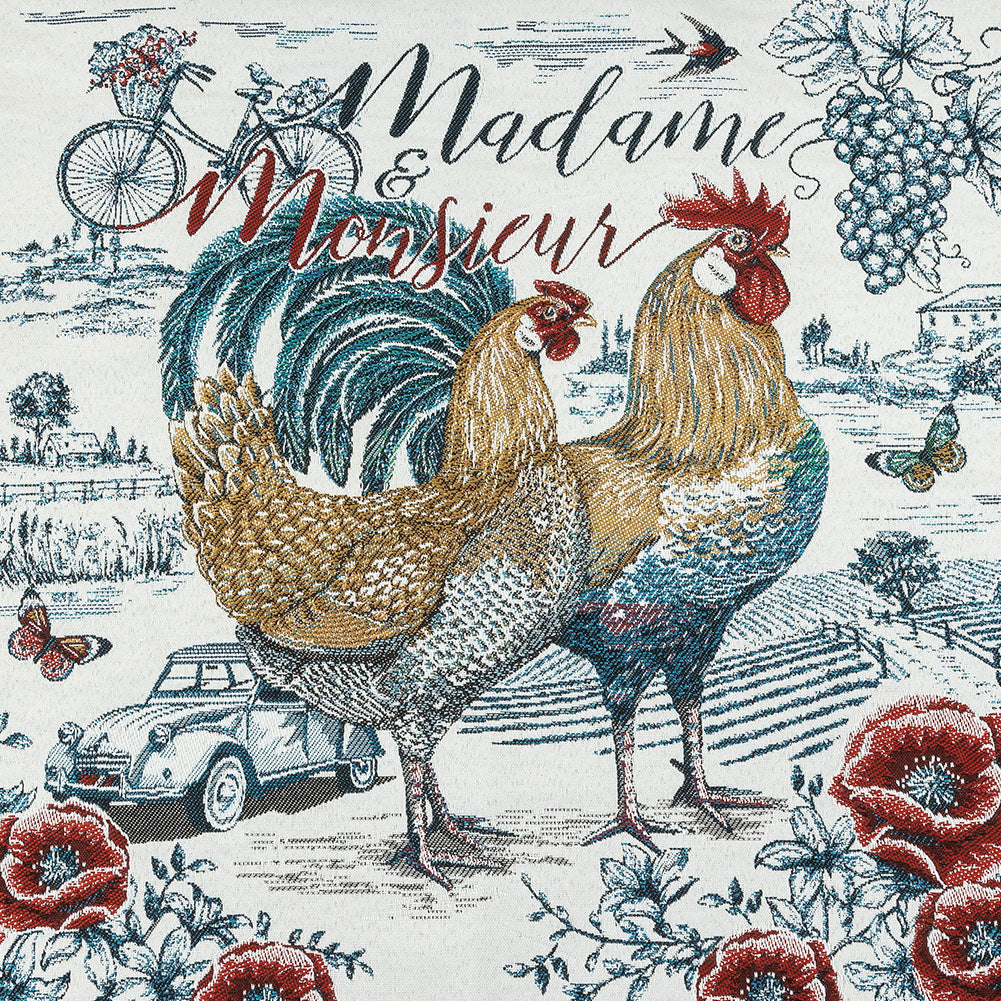 French Bleu Madame and Monsieur Oversized Square Patch - 18.875