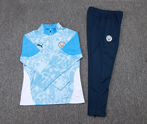 2025/2026 Manchester City Half-Pull Training Suit Bule Football Shirt 1:1 Thai Quality Set