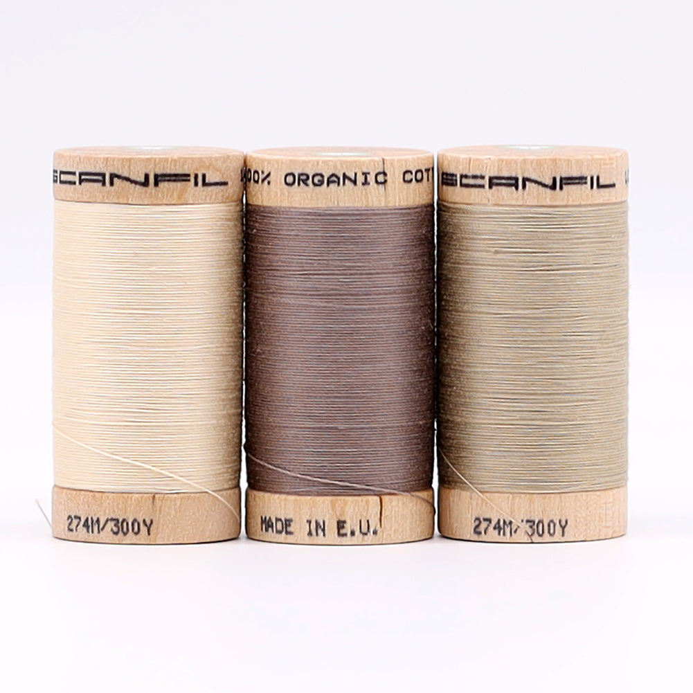 SCANFIL® 30wt Organic Pima Cotton Thread Trio Set - 3ct 300yd Spools - Tan Shades - Joann Fabrics