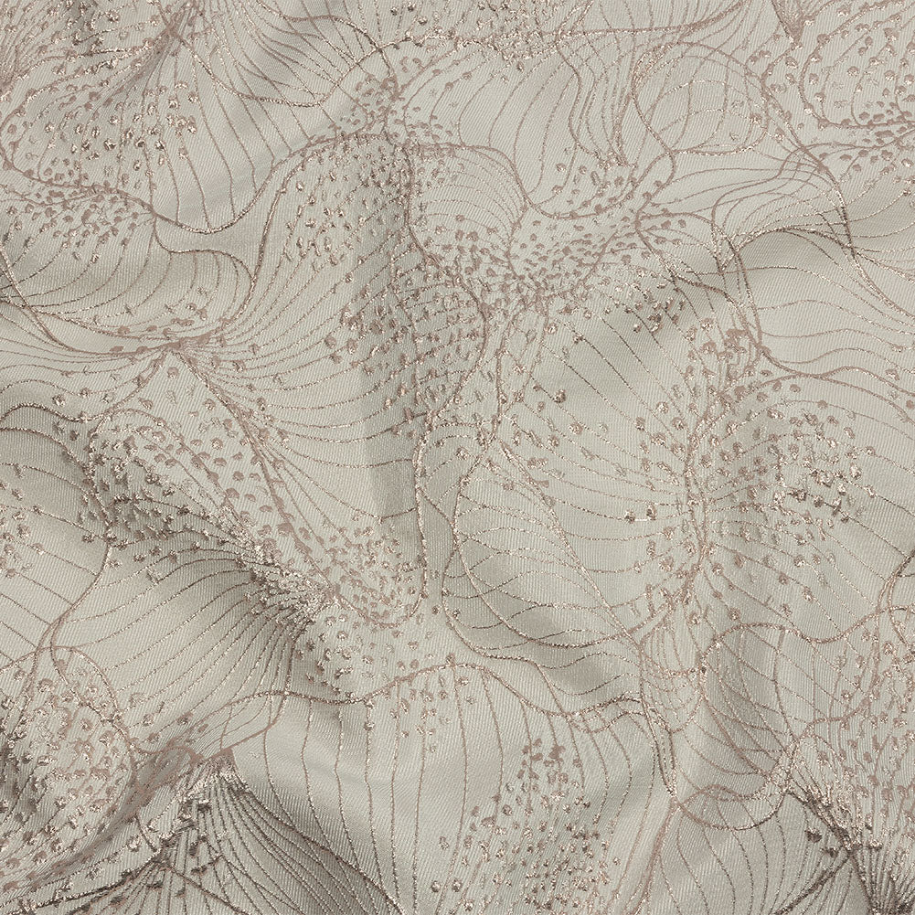 Metallic Rose Gold and Ivory Lines and Dots Luxury Brocade - Joann Fabrics
