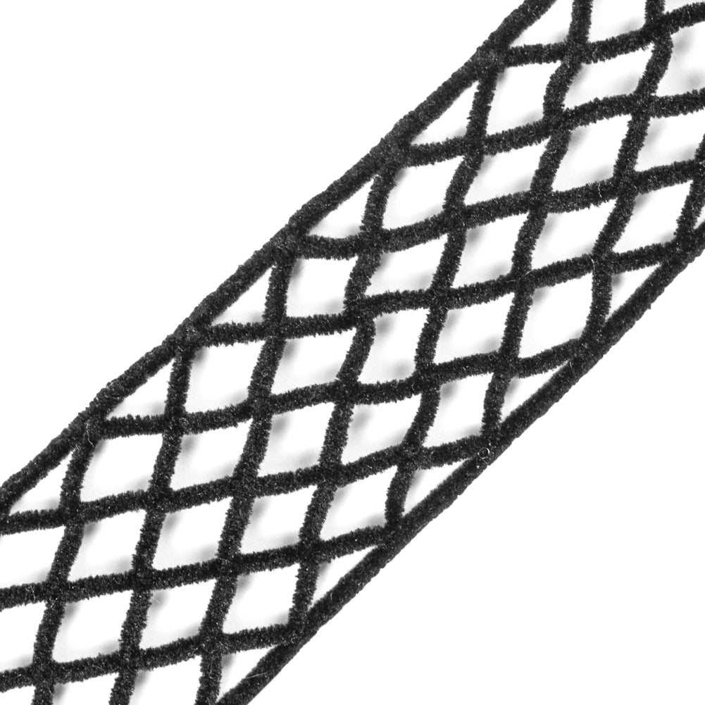 Black Criss Cross Chenille Trim - 2