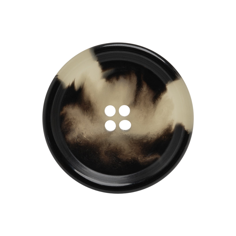 Italian Shiny Black and White Rimmed 4-Hole Button - 40L/25.5mm - Joann Fabrics