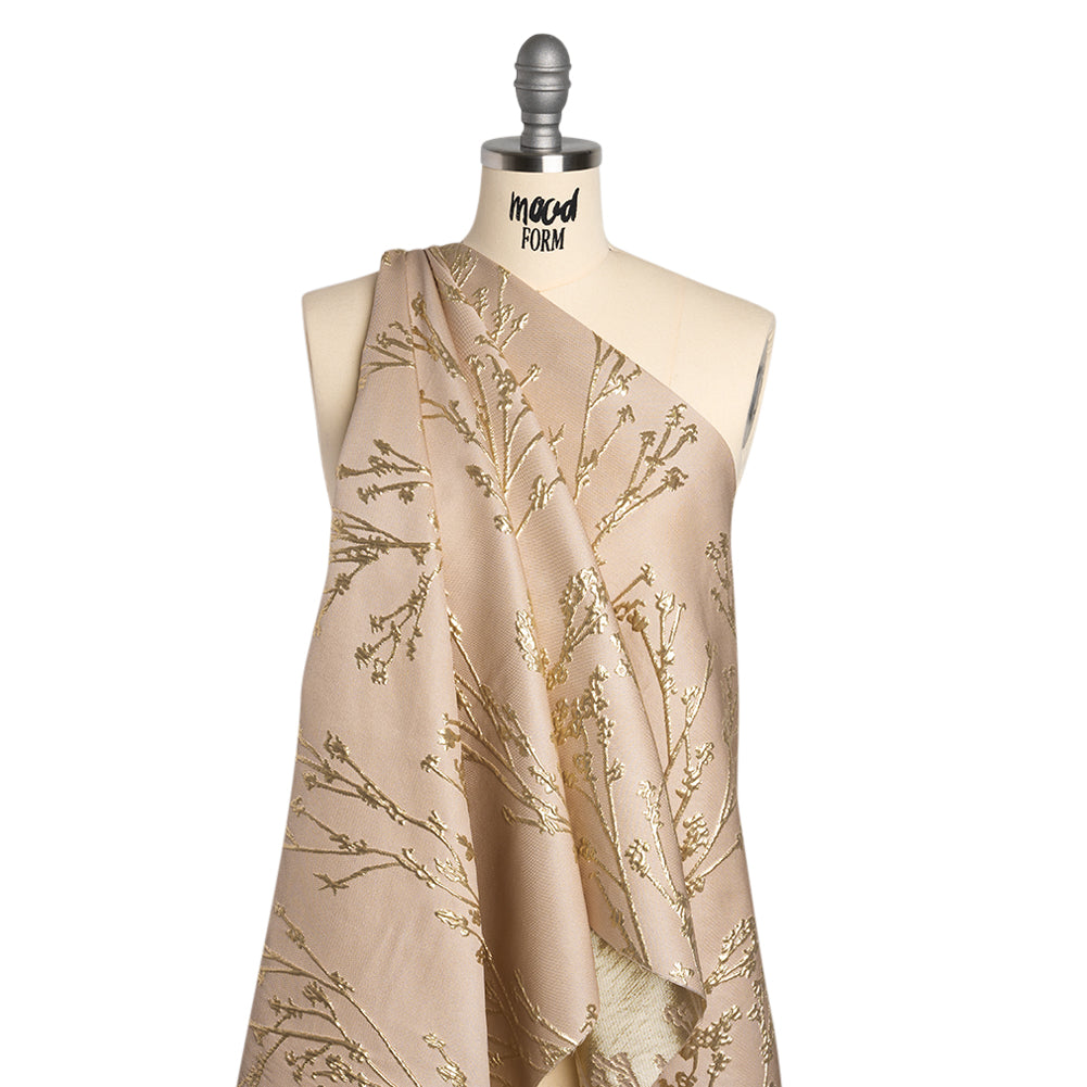 Metallic Brocade - Beige and Gold Flowering Branches - Joann Fabrics