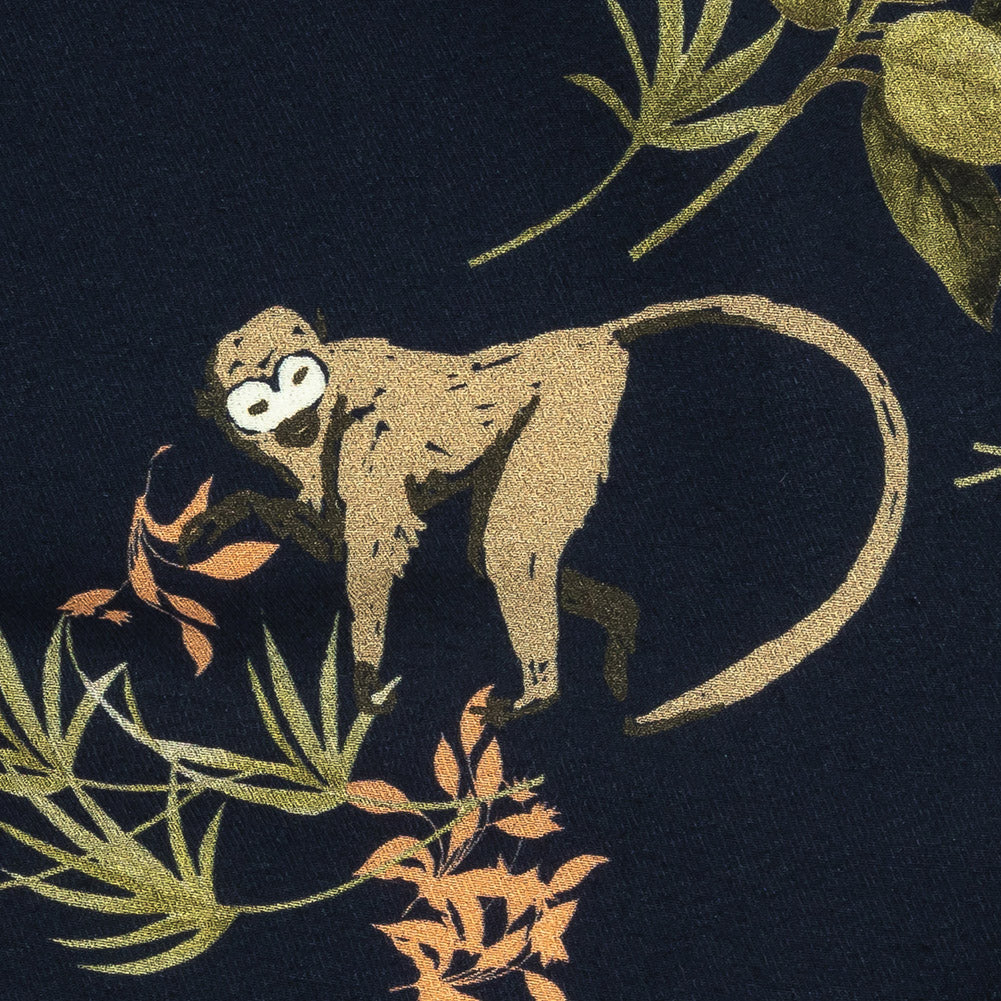 Viscose Twill Print - Navy Exotic Animals and Flowers - Mood Exclusive Marvelous Menagerie - Joann Fabrics
