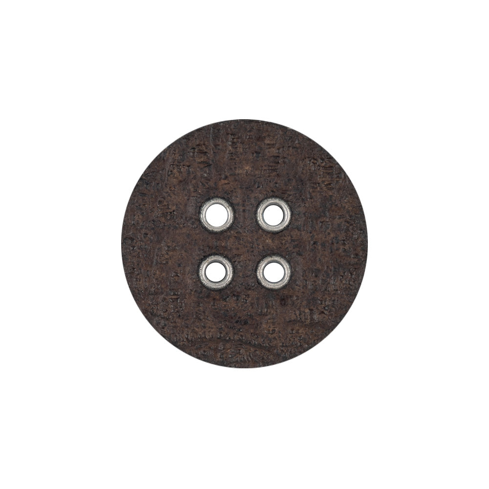 Italian Dark Brown and Shiny Silver Metal 4-Hole Leather Button - 34L/21.5mm - Joann Fabrics