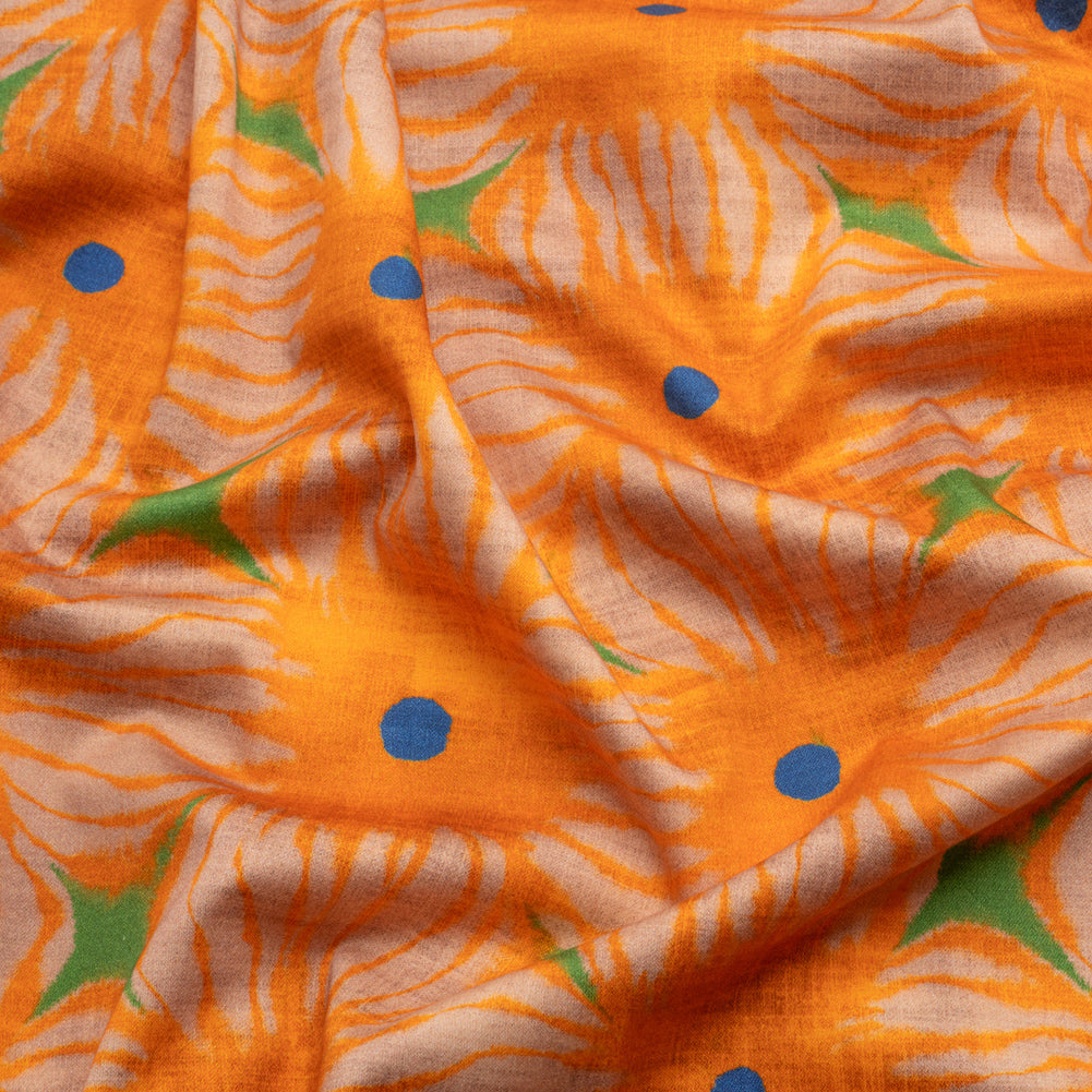 Stretch Cotton Sateen - Orange Floral Grid - Marigold Spritz Print - Mood Exclusive Marigold Collection - Joann Fabrics