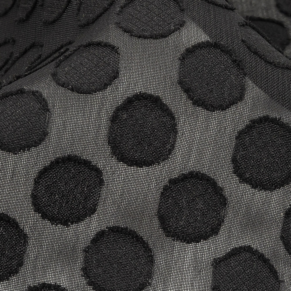 Famous Australian Designer Black Polyester Chiffon with Burnout Polka Dots - Joann Fabrics