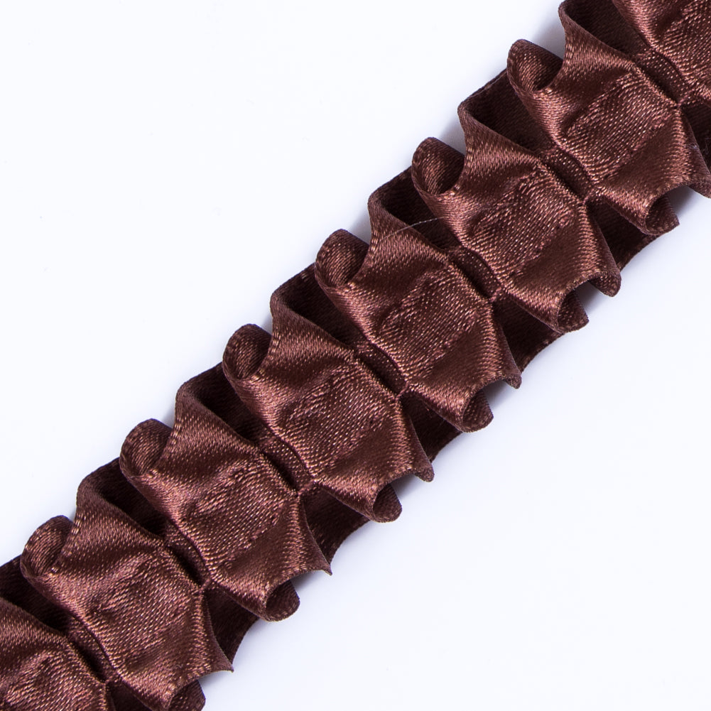 Italian Dark Brown Box Pleated Trimming - 1