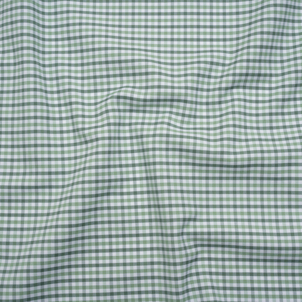 Cotton Oxford Shirting - Sage, Mint Green and White Tattersall Check - Deadstock - Joann Fabrics