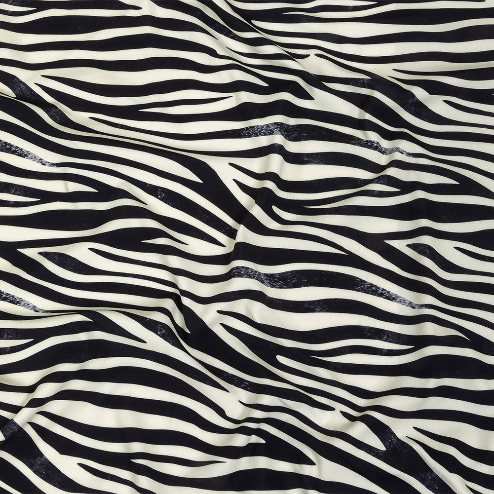 Black and Cream Zebra Stripes UV Protective Compression Swimwear Tricot with Aloe Vera Microcapsules - Joann Fabrics