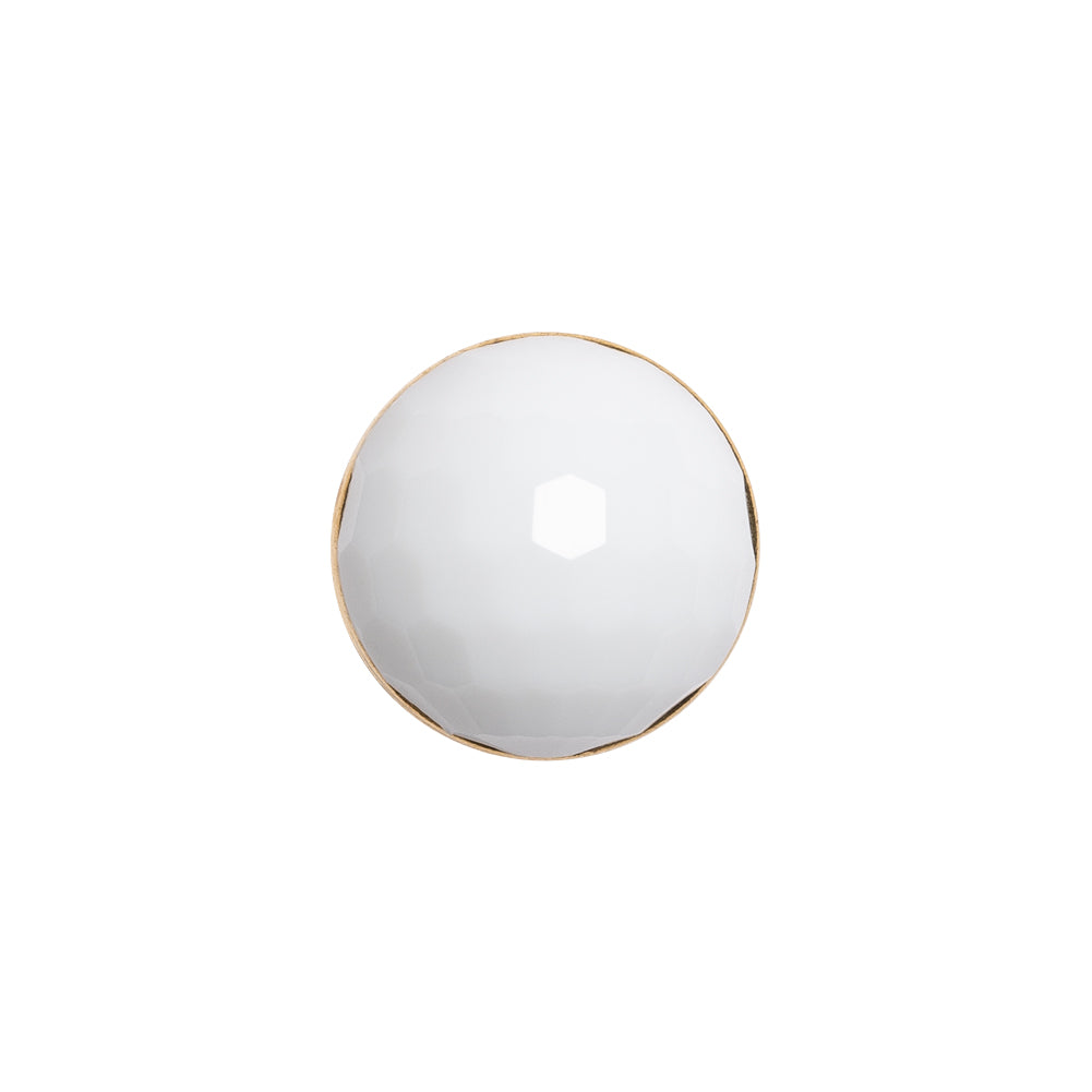 Domed Plastic Shank Back Button - White and Metallic Gold Faceted - 24L/15mm - Joann Fabrics