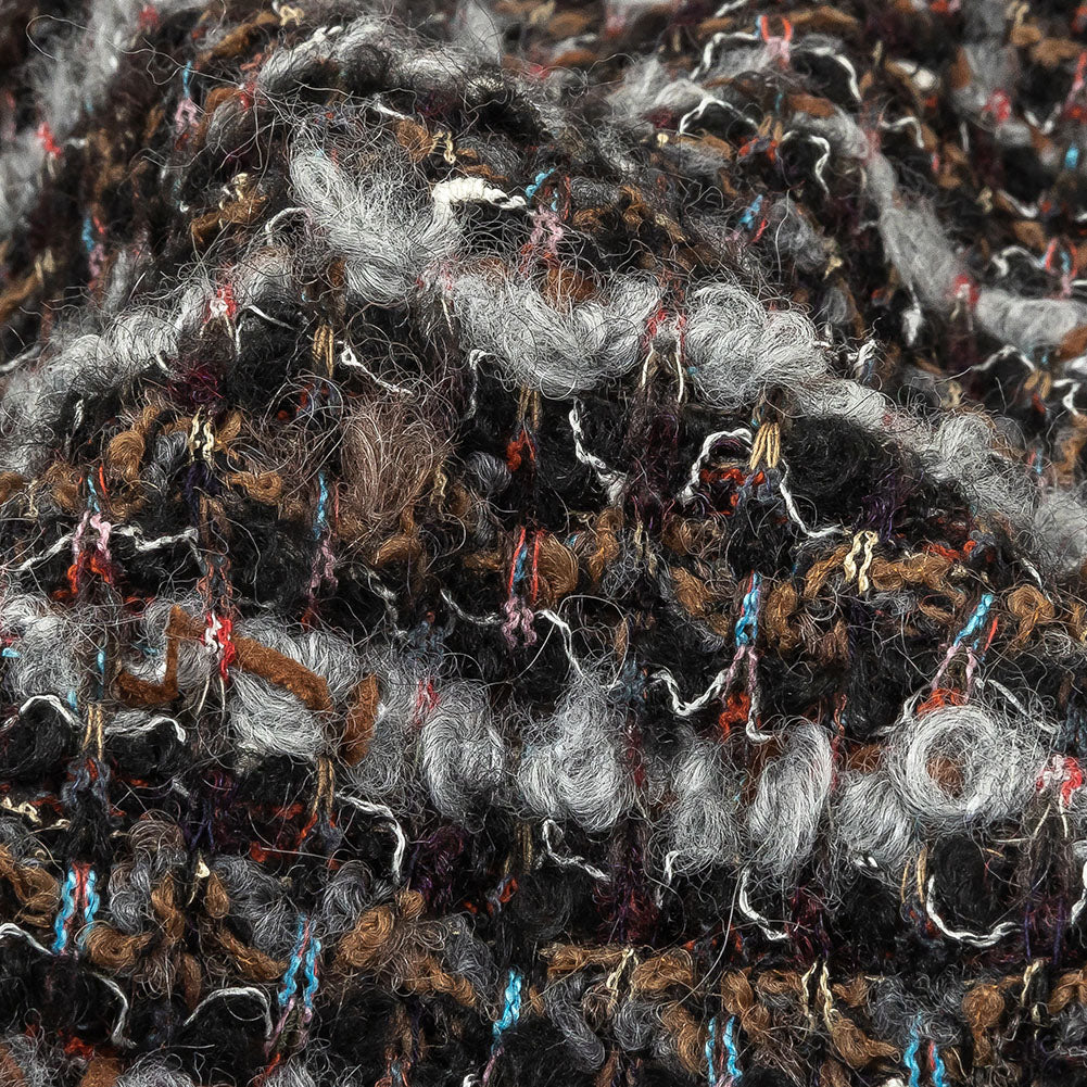 Italian Gray, Black and Brown Striped Boucle Blended Wool Sweater Knit - Joann Fabrics