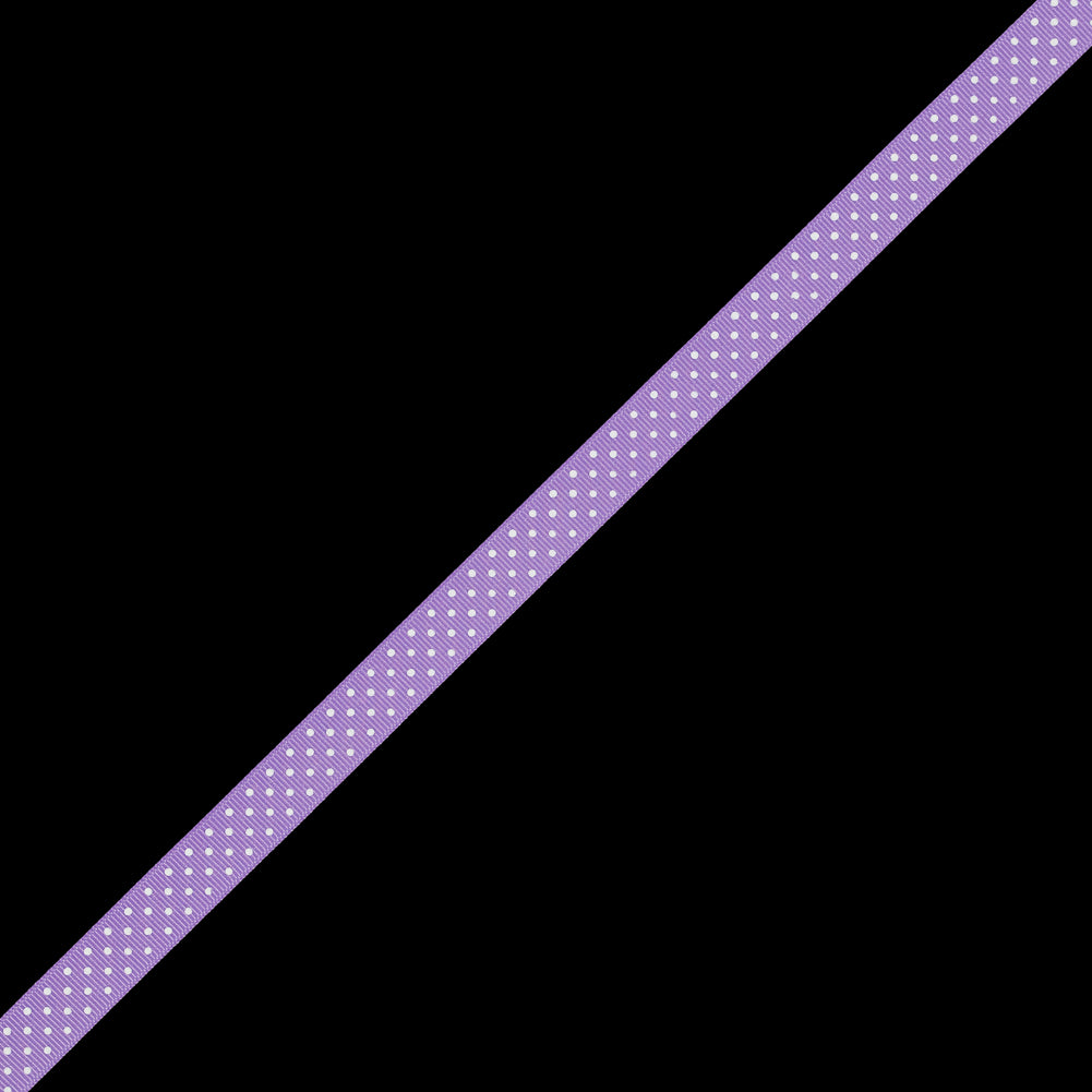 Orchid Grosgrain Ribbon with White Polka Dots - 0.625