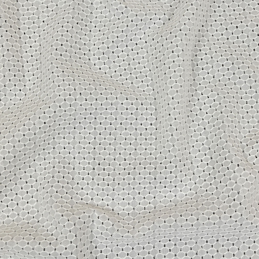 White Diamond Lattice Embroidered Cotton Voile - Joann Fabrics